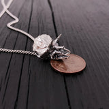 Triceratops Skull Pendant Sterling Silver Necklace - Detailed Dinosaur Jewelry Charm