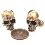 Skull Cufflinks Silver - Sterling Human Skull Jewelry by Moon Raven Designs