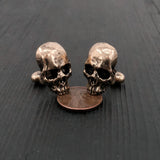 Skull Cufflinks Silver - Sterling Human Skull Jewelry by Moon Raven Designs