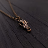 Tiny Grey Wolf Skull Charm Necklace - Moon Raven Designs