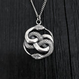 Sterling Silver Auryn Necklace – Mythic Entwined Serpent Pendant