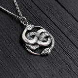 Sterling Silver Auryn Necklace – Mythic Entwined Serpent Pendant