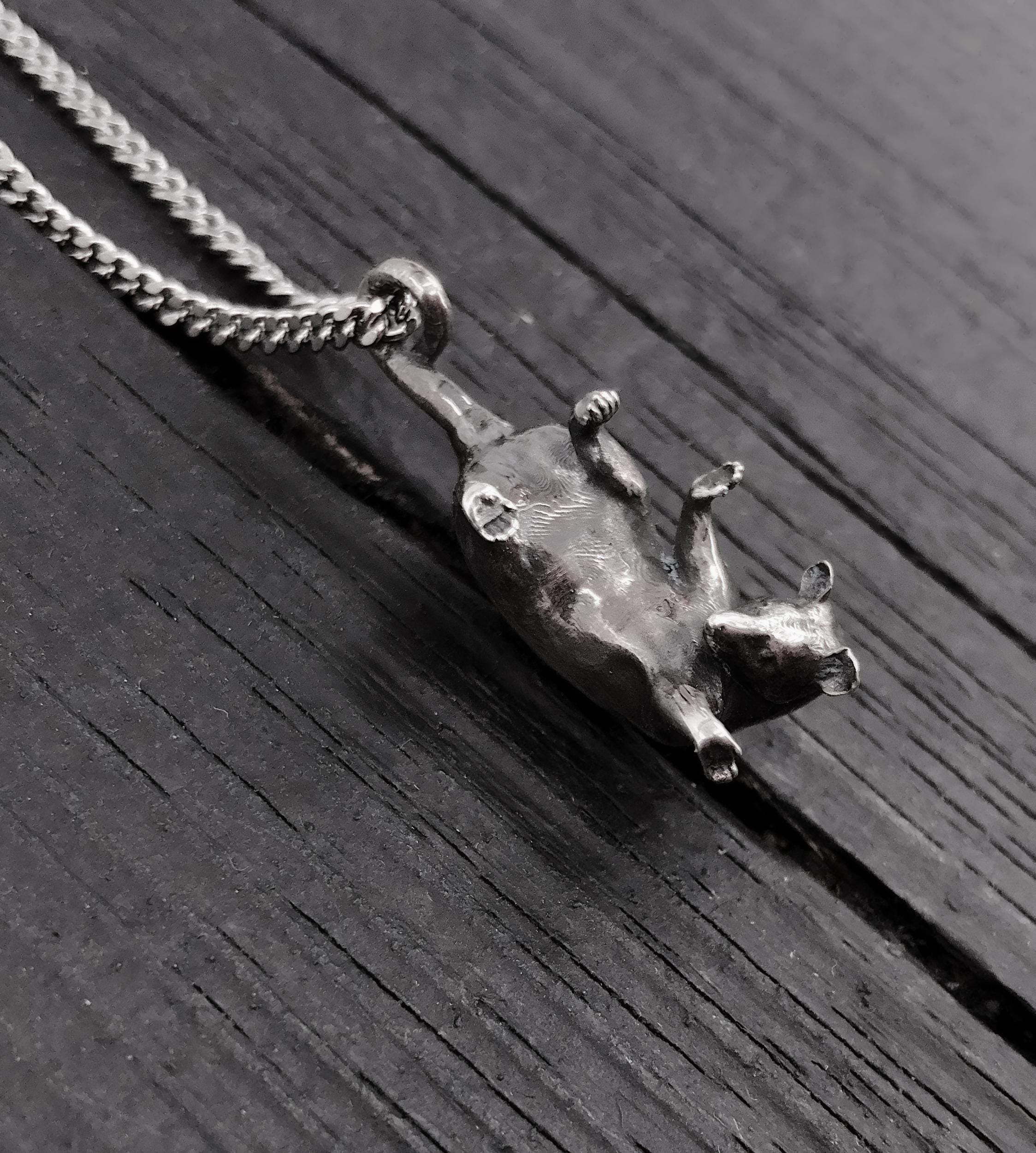 Hanging Baby Possum Pendant Necklace - Solid 925 Sterling Silver Multiple Chain Lengths Animal Jewelry Gift for Her