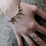Elk Antler Necklace – Hand Carved Antler Jewelry with Oxidized Silver Finish