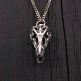 Velociraptor Skull Pendant - Stainless Steel Necklace With Miniature Dinosaur Charm