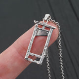 Gothic Necklace, Sterling Silver Guillotine Pendant for Dark Academia, Witchy Historical Macabre Jewelry
