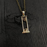 Bronze Guillotine Charm Pendant Necklace Rustic Oxidised Finish Protest Jewelry