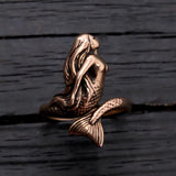Mermaid Ring – Adjustable Mermaid Tail Band | Oxidized Bronze Fantasy Jewelry