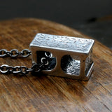 Cinder Block Necklace – Miniature Pendant With Industrial Style Chain