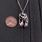 T-Rex Skull Necklace – Sterling Silver Dinosaur Pendant by Moon Raven Designs