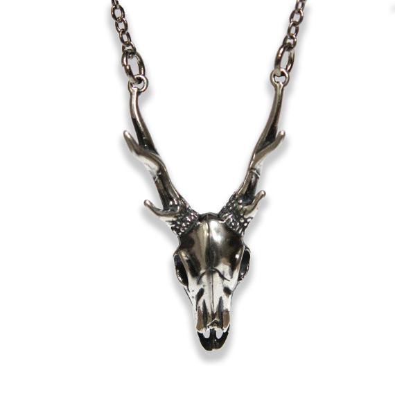Sterling Deer Skull Pendant Necklace - Moon Raven Designs