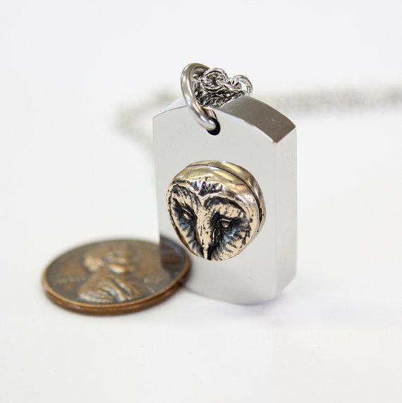 Barn Owl Necklace Cremation Urn Pendant - Moon Raven Designs