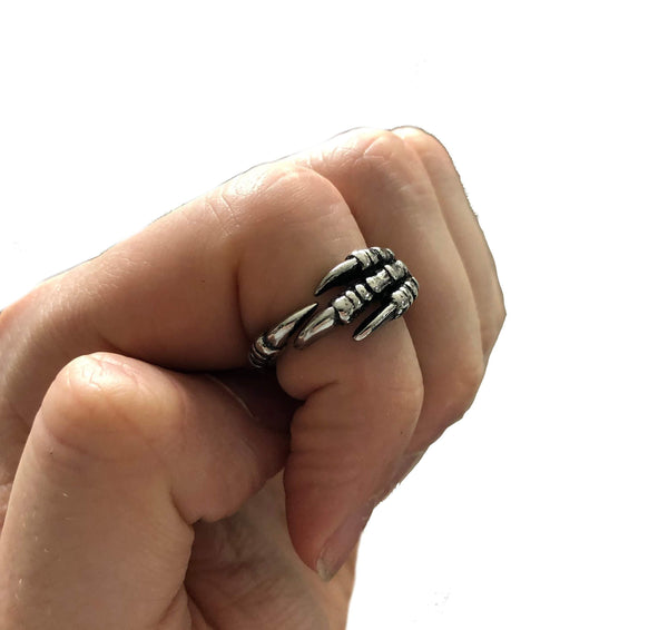 Owl Claw Talon Wrap Ring Stainless Steel - Moon Raven Designs