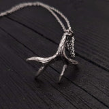 Mule Deer Antler Pendant Necklace Solid Cast 925 Sterling Silver - Moon Raven Designs