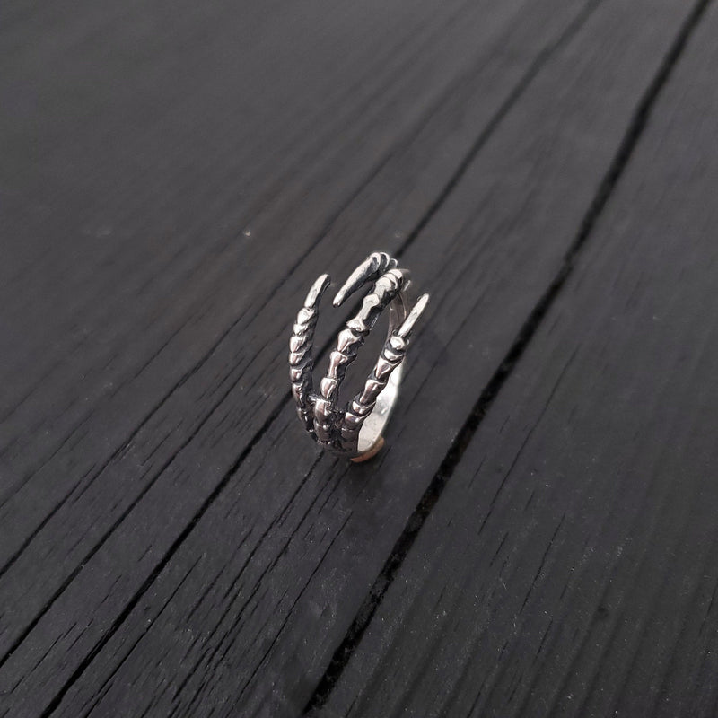 Bird Claw Talon Wrap Ring - Solid Hand Cast 925 Sterling Silver - Unique Statement Ring - Crow Raven Unisex Gift - Sizes 4.5 to 11