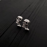 Human Skull Cufflinks - Solid Hand Cast 925 Sterling Silver - Polished Oxidized Finish - Unisex Suit Accessory Gift for Him or Her