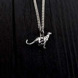 Running Cheetah Charm Pendant Necklace - Solid Hand Cast 925 Sterling Silver - Big Cat Gift for Her - Multiple Chain Options