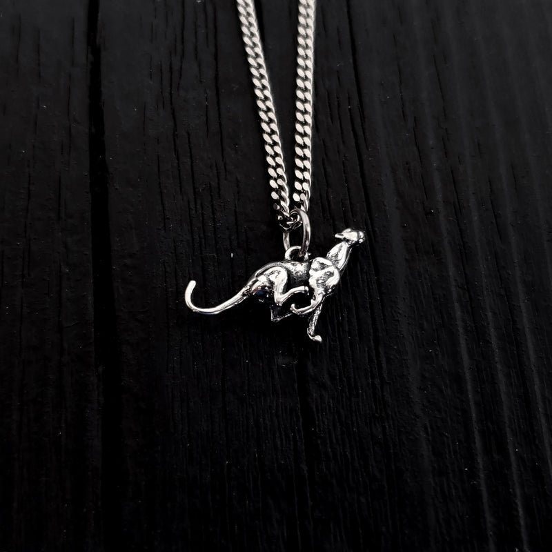 Running Cheetah Charm Pendant Necklace - Solid Hand Cast 925 Sterling Silver - Big Cat Gift for Her - Multiple Chain Options