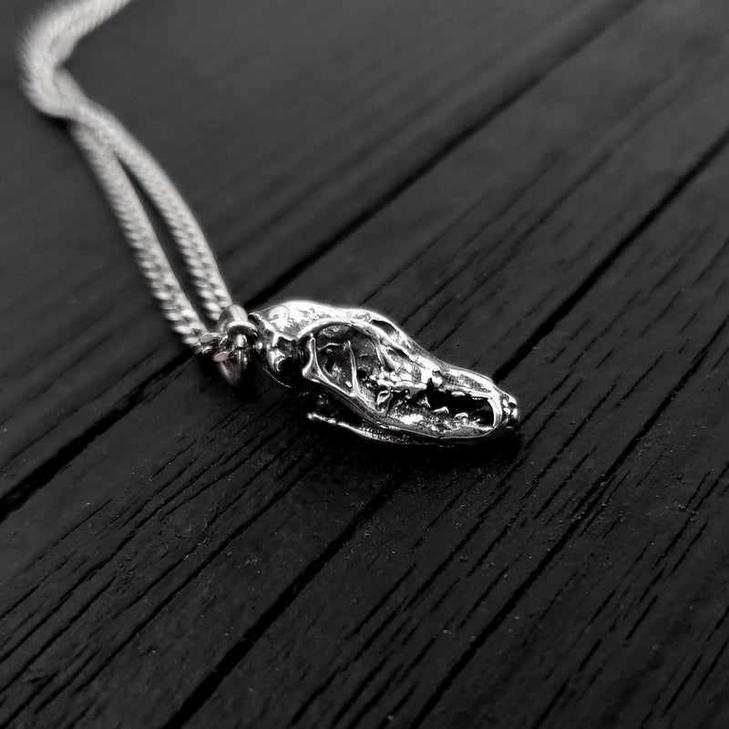 Fox Skull Charm Pendant Necklace - Solid Hand Cast 925 Sterling Silver - Gift for Her - Multiple Chain Lengths