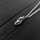 Fox Skull Charm Pendant Necklace - Solid Hand Cast 925 Sterling Silver - Gift for Her - Multiple Chain Lengths