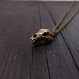 Grizzly Bear Skull Necklace - Solid Hand Cast Jewelers Bronze - Three Dimensional Detail - Polished Oxidized Finish - Multiple Chain Lengths