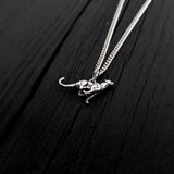 Running Cheetah Charm Pendant Necklace - Solid Hand Cast 925 Sterling Silver - Big Cat Gift for Her - Multiple Chain Options