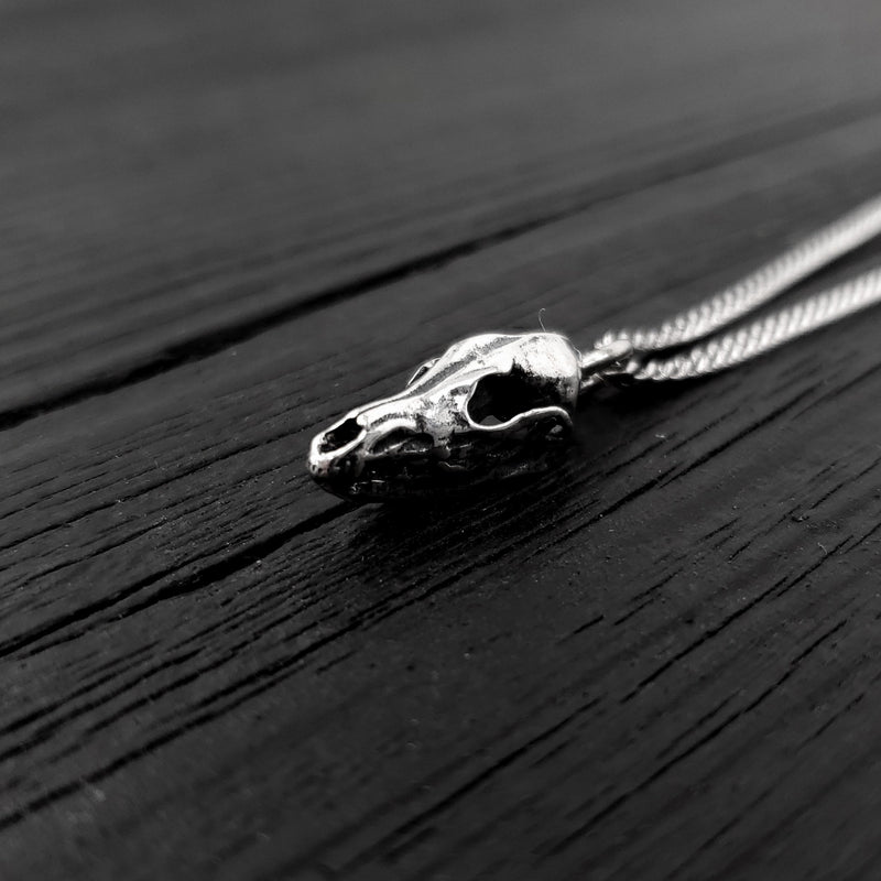 Fox Skull Charm Pendant Necklace - Solid Hand Cast 925 Sterling Silver - Gift for Her - Multiple Chain Lengths