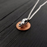 Fox Skull Charm Pendant Necklace - Solid Hand Cast 925 Sterling Silver - Gift for Her - Multiple Chain Lengths