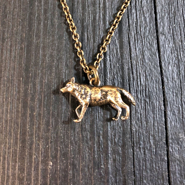 3D Grey Wolf Charm Necklace