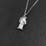 Chess Knight  Pendant Necklace - Solid Sterling Silver Horse Head