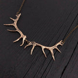 Imperial Elk Antler Choker Bib Necklace - Solid Bronze