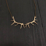 Imperial Elk Antler Choker Bib Necklace - Solid Bronze
