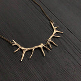 Imperial Elk Antler Choker Bib Necklace - Solid Bronze
