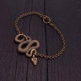 Viper Snake Bracelet Solid Hand Cast Bronze Polished Oxidized Finish - Moon Raven Designs
